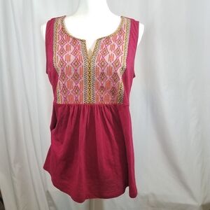 Sundance Embroidered VNeck Tank M
